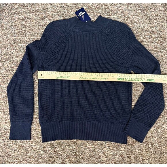 NWT Náutica Navy Structured Ribbed Knit Crew Mock Neck Pull Over Sweater Medium - Picture 7 of 11